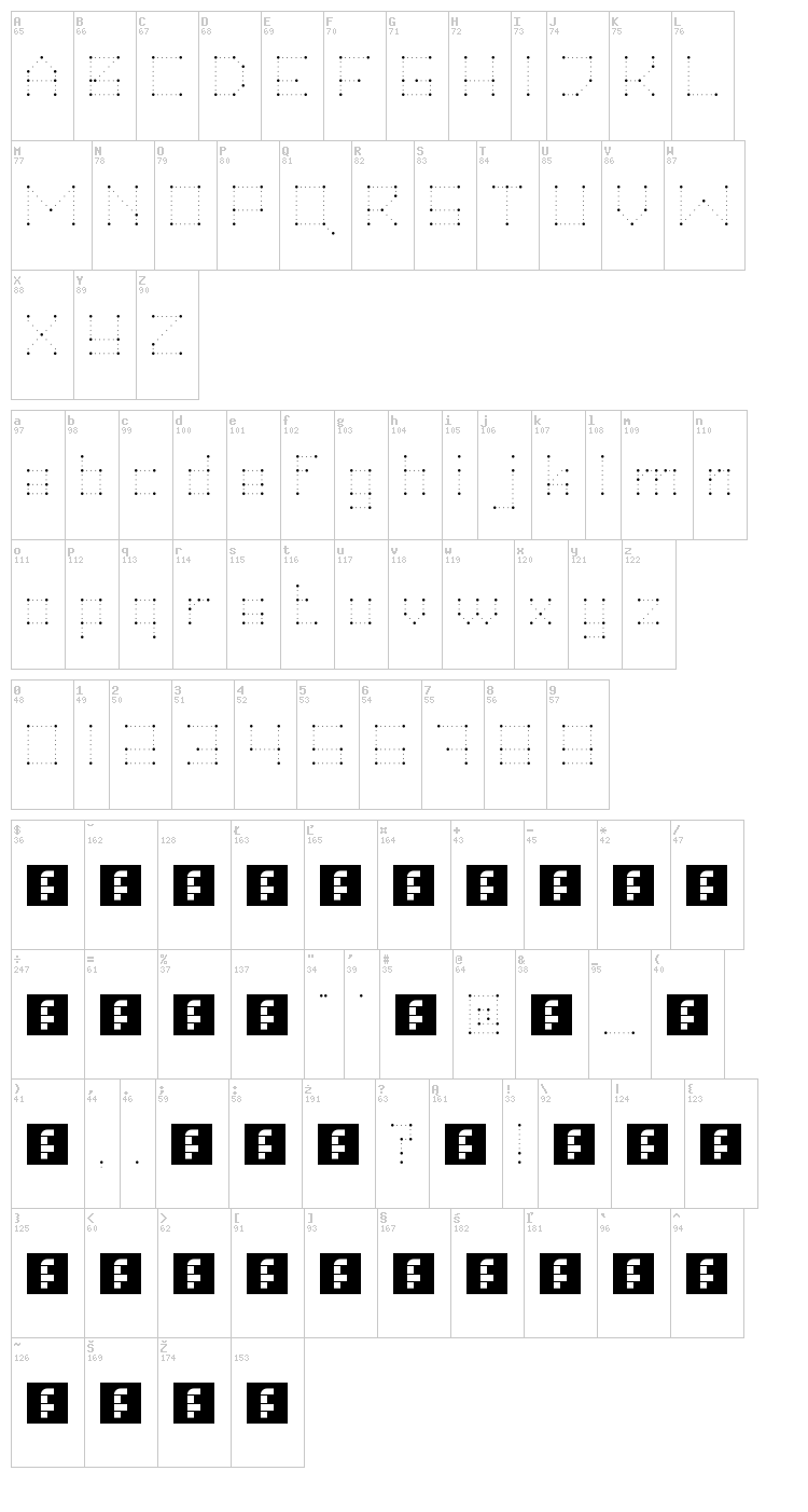 Hei dots follow me! font map